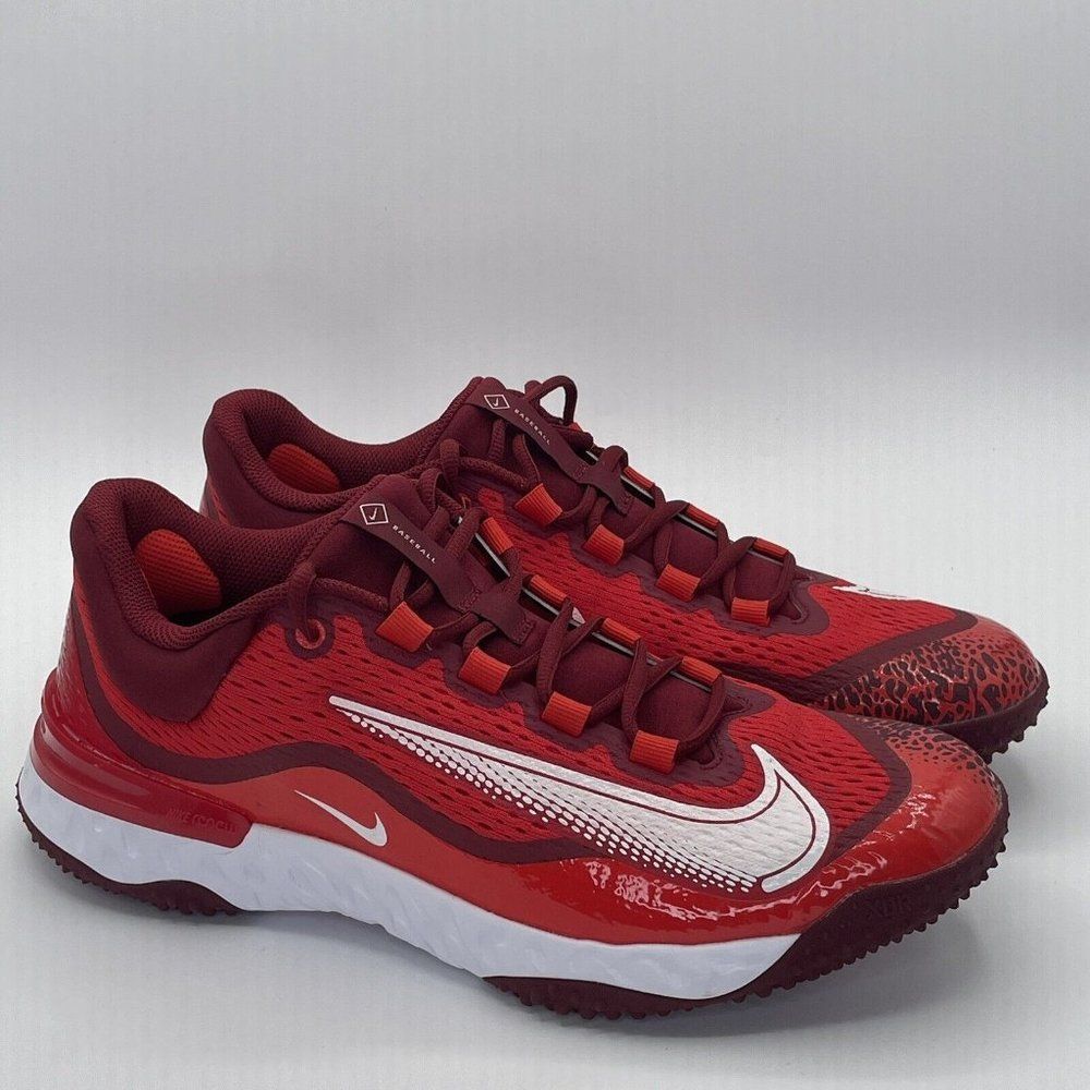 Nike Alpha Huarache Elite 4 Turf Red Baseball Shoes DJ6523-616 Men's Sz 12-14